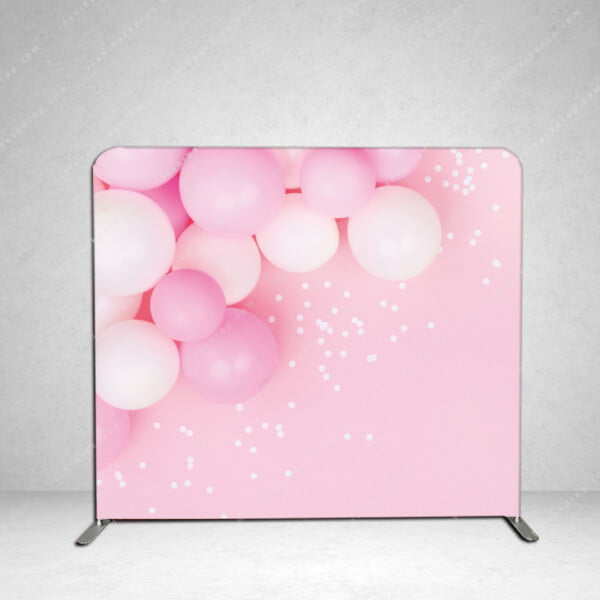 Pink balloon party photo booth backdrop